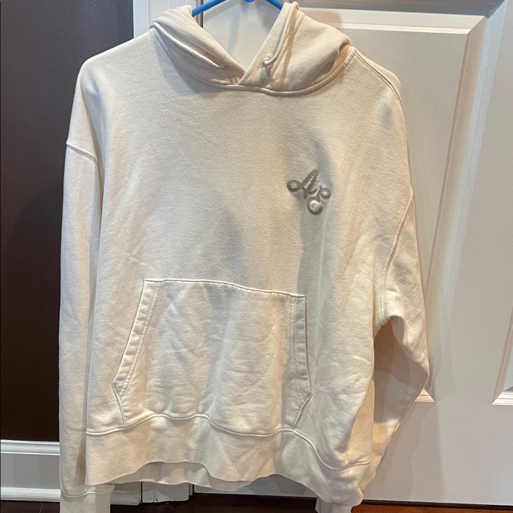 American Eagle Outfitters Cream Relaxed Fit Hoodie